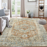 Garvee Rugs for Living Room 5x7 Rug Boho Area Rug Washable Rugs Vintage Oriental Rug Bedroom Decor Floor Mats Soft Rug Non Slip Non Shedding Office Rug Distressed Rug for Nursery, Orange - Orange