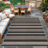 Garvee Modern Striped Area Rugs 4x6 Non-Slip Washable Durable Indoor Outdoor Carpet Black Natural - Black & Natural-Stripes