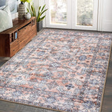 Garvee 5x7 Area Rugs for Bedroom Rug for Living Room Washable Area Rug Non Slip Boho Throw Rugs with Rubber Backing Floor Mats for Dining Room No Shedding Classroom Office Rug 5'x7' Grey/Blush - Pink