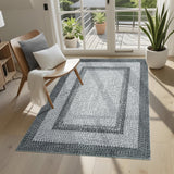 Garvee 3' x 5' Washable Braided-Print Area Rug, Non-Slip Low-Pile Soft Polyester Carpet for Bedroom, Entryway & Home Office, Gray - Gray
