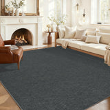 Garvee Large Area Rug 10x13 Charcoal Modern Solid Washable Non-Slip Ultra-Thin Foldable Carpet for Living Room Bedroom Office - Charcoal