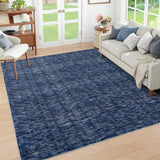 Garvee Solid Blue 5x7 Washable Area Rug for Bedroom Contemporary Dining Room Throw Rug Low-Pile Solid Modern Rug Non-Slip Stain Resistant Home Office Solid Rug for Living Room Bedroom Kids Room - Blue