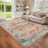 Garvee 5x7 Washable Vintage Living Room Area Rug Non-Slip Red Large Indoor Carpet - Brick Red