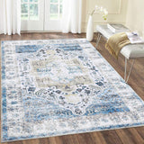Garvee Oriental Blue 5x7 Washable Rug Area Rug, Boho Traditional Carpet for Living Room, Bedroom Dining Room Kitchen Office Nursery Indoor Floor Decor - Blue
