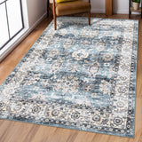 Garvee Washable Rug Large Living Room Vintage Distressed Area Rug 8x10 with Non-Slip Rubber Backing Indoor Throw Oriental Accent Floor Cover Carpet for Bedroom Nursery Home Office, Blue - Green