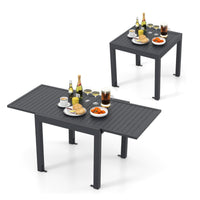 Garvee Aluminum Expandable Patio Table, Extendable Outdoor Dining Table Set for 4-6 with Aluminum Slat Tabletop for Backyard, Deck, Porch, Dark Grey