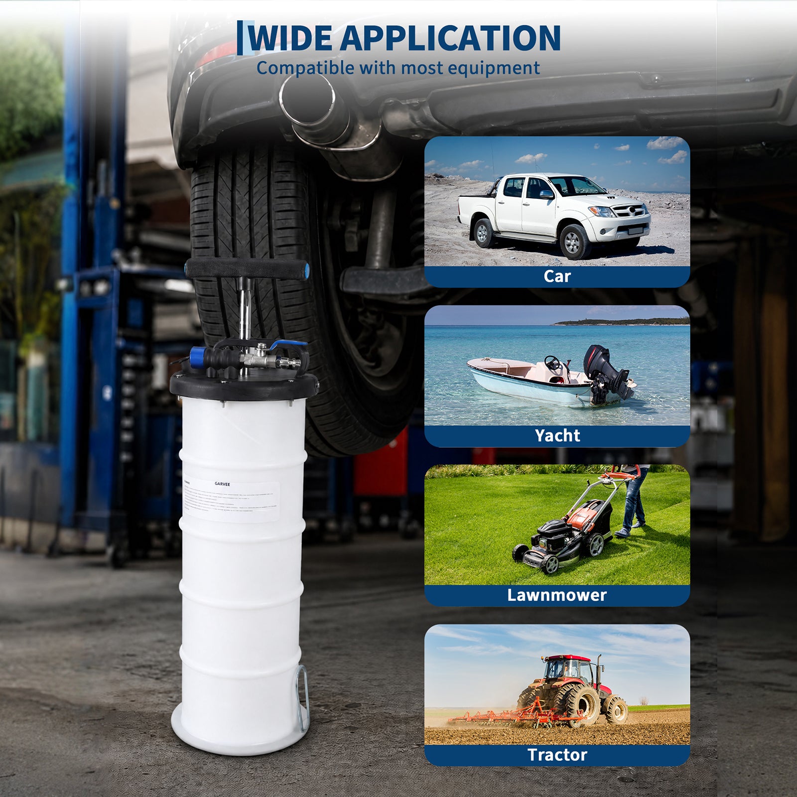Garvee Vacuum Oil Extractor, Pneumatic & Manual Fluid Extractor Pump with Tank, Extension Tubes & Brake Bleeding Hose for Fast, No-Mess Oil Changes