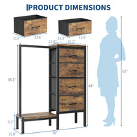 Garvee Multi-Functional 4-Drawer Fabric Dresser Organizer with Hanging Rail & Open Shelf – Metal Frame Wardrobe Storage for Bedroom, Living Room, Entryway – Classic Brown – 4 Compartments Vintage