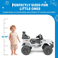 Garvee Ride P Series 12V Kids Electric Vehicles with Remote Control Spring Suspension, LED Lights, Bluetooth, 2 Speeds - Whtie