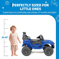 Garvee Ride P Series 12V Kids Electric Vehicles with Remote Control Spring Suspension, LED Lights, Bluetooth, 2 Speeds - Blue