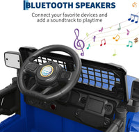 Garvee Ride P Series 12V Kids Electric Vehicles with Remote Control Spring Suspension, LED Lights, Bluetooth, 2 Speeds - Blue