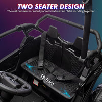 Garvee Ride - P Series: 24V Ride On Utv For Kids,2 Seater 4WD Electric Truck With Remote Control, High And Low Speed Adjustment, Led Lights, 4-wheel shock absorption,One Click Start, Music Player(Black)