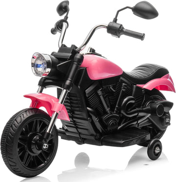 Garvee Ride - P Series: 12V Electric Motorcycle for Kids with Detachable Training Wheels, Soft Start, Reverse, Headlight, Horn, Music, Red, Toddler Ride-On Toy