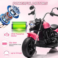 Garvee Ride - P Series: 12V Electric Motorcycle for Kids with Detachable Training Wheels, Soft Start, Reverse, Headlight, Horn, Music, Red, Toddler Ride-On Toy