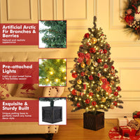 Garvee 4.5ft Christmas Tree with 300 LED Lights, 8 Lighting Modes, Pre-Lit Artificial Fiber Optic Xmas Tree, Potted Christmas Tree Decoration for Home, Office, and Hallways - 2 PCS