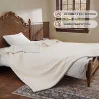 Garvee Heated Blanket Full Size, Waffle Weave Electric Blanket Throw with LCD Controller, Fast Heating, 10 Heat Levels & 1-12H Time Settings, ETL Certified, Machine Washable, Beige, 72" x 84"