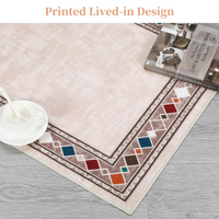 Garvee Bordered Beige 2x6 Washable Runner Rug - Soft, Non-Slip, Stain Resistant Carpet for Hallways, Entryway, Bedroom