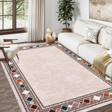 Garvee Bordered Beige 4x6 Machine Washable for Living Room Modern Area Rug, Non-Slip Stain Resistant Accent Rug Indoor Minimalist Border Floor Cover Carpet for Bedroom - Beige