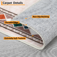 Garvee Bordered Beige 8x10 Rug Washable Stainproof Non-Slip Carpet Minimalist Floor Mat for Living Room, Bedroom, Farmhouse