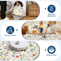 Garvee Washable Floral Rug Non Slip Living Room Rug, Area Rugs Vintage Distressed Soft Carpet for Bedroom, Dinning Room, Home Office