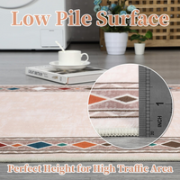 Garvee Bordered Beige 5x7 Machine Washable Low-Pile Area Rug with Non-Slip TPR Backing, Non-Shedding Polyester, Vintage Oriental Pattern, Beige, Ideal for Living Room Bedroom