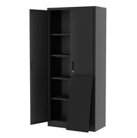 Garvee 71" Tall Metal Storage Cabinet with Lock, 4 Adjustable Shelves Heavy Duty Lockable Cabinet, Scratch Resistant, Multi-Use Craft/Shop Organization for Pantry/Garage/Office, Black