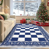 Garvee Blue 5x7 Area Rugs for Living Room, Washable Non Slip Checkered Christmas Decor Rug, Soft Low Pile Carpet for Bedroom and Dining Room - Blue