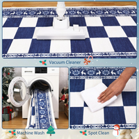 Garvee Blue 5x7 Area Rugs for Living Room, Washable Non Slip Checkered Christmas Decor Rug, Soft Low Pile Carpet for Bedroom and Dining Room