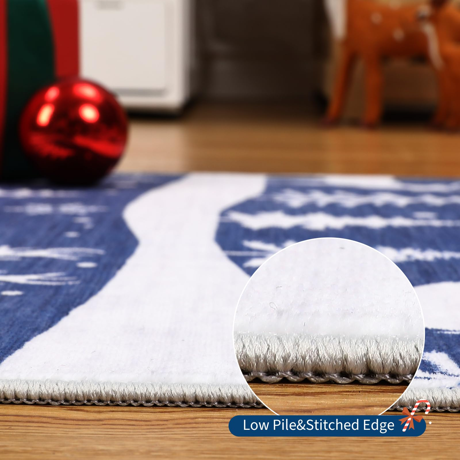 Garvee Blue Area Rugs 9x12 Washable Non Slip Soft Low Pile Christmas Rug for Living Room Bedroom Dining Room, Blue