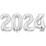 Garvee 16"/32" 2024 Balloons Foil Number Balloons For 2024 New Year Eve Party Supplies Graduation Decorations For Home Office 32 inch silver - Silver