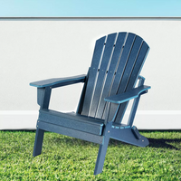 Garvee Oversized Folding Adirondack Chair - Weather Resistant HDPE Outdoor Fire Pit Chair for Patio, Porch, Deck & Garden, Navy Blue
