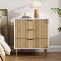 Garvee Modern 3 Drawer Dresser for Bedroom with Gold Handle and Large Drawer, Wood Double Chest of Drawers and Storage Organizer for Living Room, Hallway, Entryway, Natural Oak&White