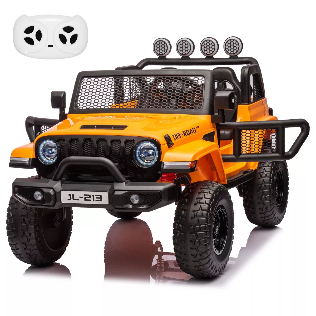 Garvee Ride - P Series: 24V 7AH Kids Ride on Truck Car 2 Seater Electric Vehicles for Toddles 2WD/4WD Switchable Battery Powered Cars with Remote Control, 4-Wheeler Suspension, LED Lights, MP3, Back Storage - Orange