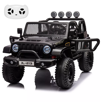 Garvee Ride - P Series: 24V 7AH Kids Ride on Truck Car 2 Seater Electric Vehicles for Toddles 2WD/4WD Switchable Battery Powered Cars with Remote Control, 4-Wheeler Suspension, LED Lights, MP3, Back Storage - Black