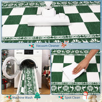 Garvee Green Area Rugs 9x12 Washable Non Slip Checkered Soft Low Pile Christmas Rug for Living Room Bedroom Dining Room