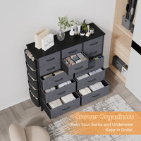 Garvee 12 Drawer Dresser for for Bedroom, Fabric Dressers & Chest of Drawers Tall Dressers for Bedroom Closet, Clothes, Wooden Top, Sturdy Metal Frame (Dark Grey)