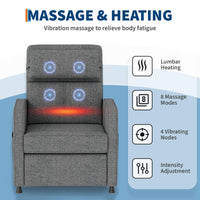 Garvee Power Recliner Chair with Massage & Heat, Adjustable Electric Recliner, Ergonomic Overstuffed Tall Back, Padded Seat, USB Port, Side Pockets, for Home Theater & Living Room, Grey