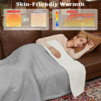 Garvee Heated Blanket Full Size, Waffle Weave Electric Blanket Throw with LCD Controller, Fast Heating, 10 Heat Levels & 1-12H Time Settings, ETL Certified, Machine Washable, Grey, 72" x 84"