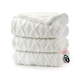 Garvee Electric Heated Blanket Wireless, King Size Electric Blanket with Dual Control, Fast Heating Blanket with 10 Heating& 10 Time Settings, Tufted Sherpa Heated Blanket, White, 90"x100" - Off-white