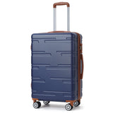 Garvee 20 Inch Expandable Hard Shell Carry On Luggage with Spinner Wheels, Hardside Carry On Suitcase with Tsa Lock, Lightweight Hardshell Suitcase - Blue+Brown