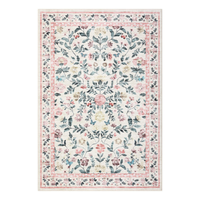 Garvee Floral 10x13 Pink Large Washable Area Rug for Living Room, Non-Slip Non-Shedding Soft Vintage Rug, Low Pile Farmhouse Floral Carpet, Non-Shedding Foldable Printed Rug for Bedroom