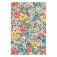 Garvee Bedroom Rug Washable Area Rug Non Slip Low Pile Boho Floral Carpet Beige 8x10ft