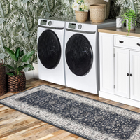 Garvee Vintage Boho Runner Rugs Black & Grey 2'x6' Washable Non-Slip Soft Pastel Carpet for Living Room Bedroom Dining Nursery Office