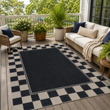 Garvee 6' x 9' Living Room Rug, Checkered Non-Slip Washable Rug, Large Bedroom Rug with Classic Neutral Geometric Pattern, Suitable for Living Rooms, Dining Rooms, and Offices ,Black/White - Black & White
