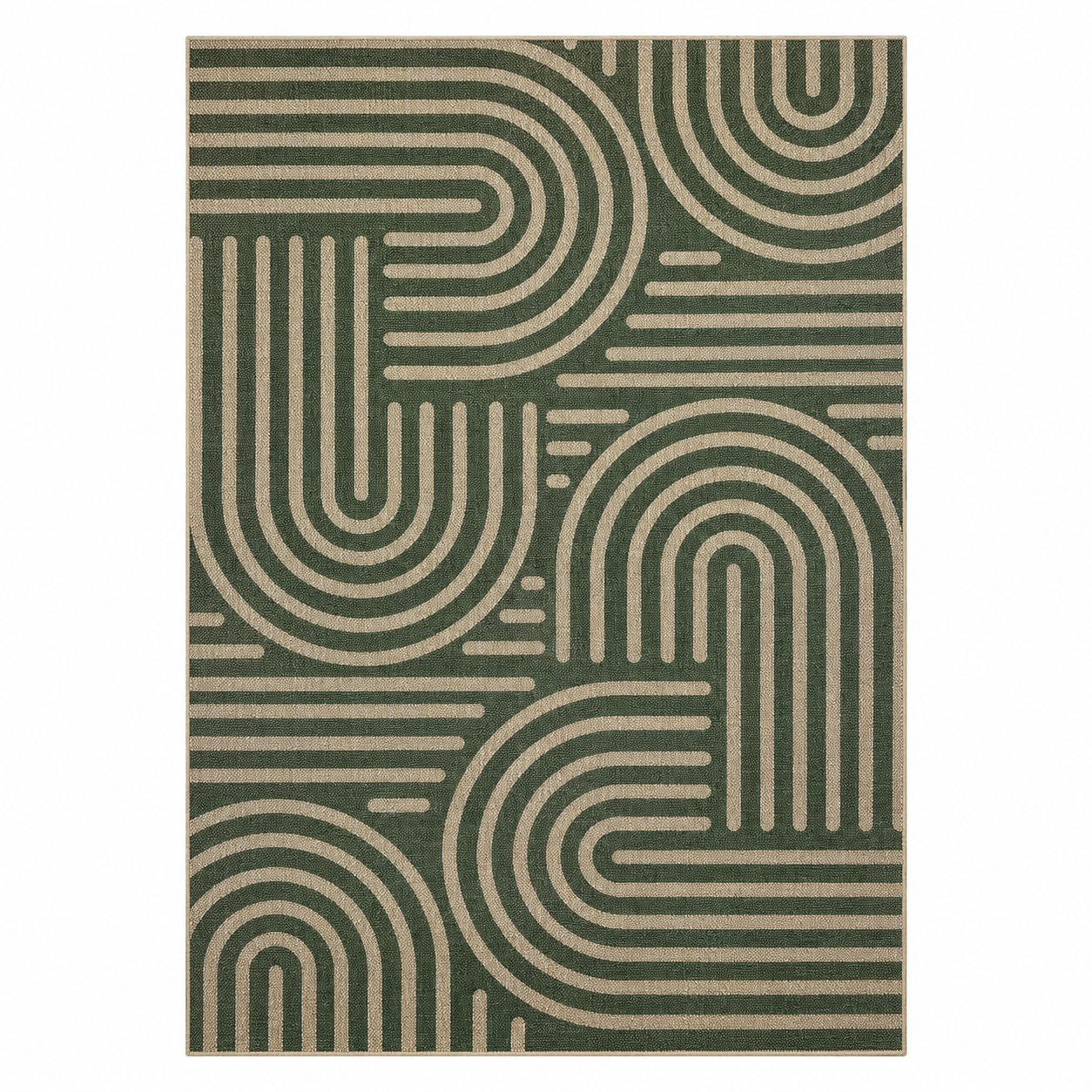 Garvee 5' × 7' Abstract Easy Jute Area Rug, Washable Non-Slip Indoor Outdoor Rug for Living Room, Patio, Dining Room & Backyard, Green