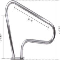 Garvee 39"x32" Stainless Steel Pool Handrail with Blue Grip Cover Rustproof Stair Rail, 250 lbs Load Capacity for Inground Pools