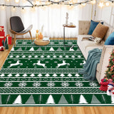 Garvee Christmas Area Rug 4x6 Rug Washable Rug Xmas Tree Deer Holiday Decor Modern Small Rug Artistic Entryway Rug Non Slip Carpet Soft Low Pile Accent Rugs for Nursery Living Room 4'x6' Green - Green