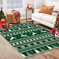 Garvee Christmas Area Rug 6x9 Rug for Living Room Machine Washable Rug Modern Deer Snowflake Green Rug for Bedroom Non Slip Carpet Stain Resistant Large Rug for Dining Room Classroom 6'x9' Green