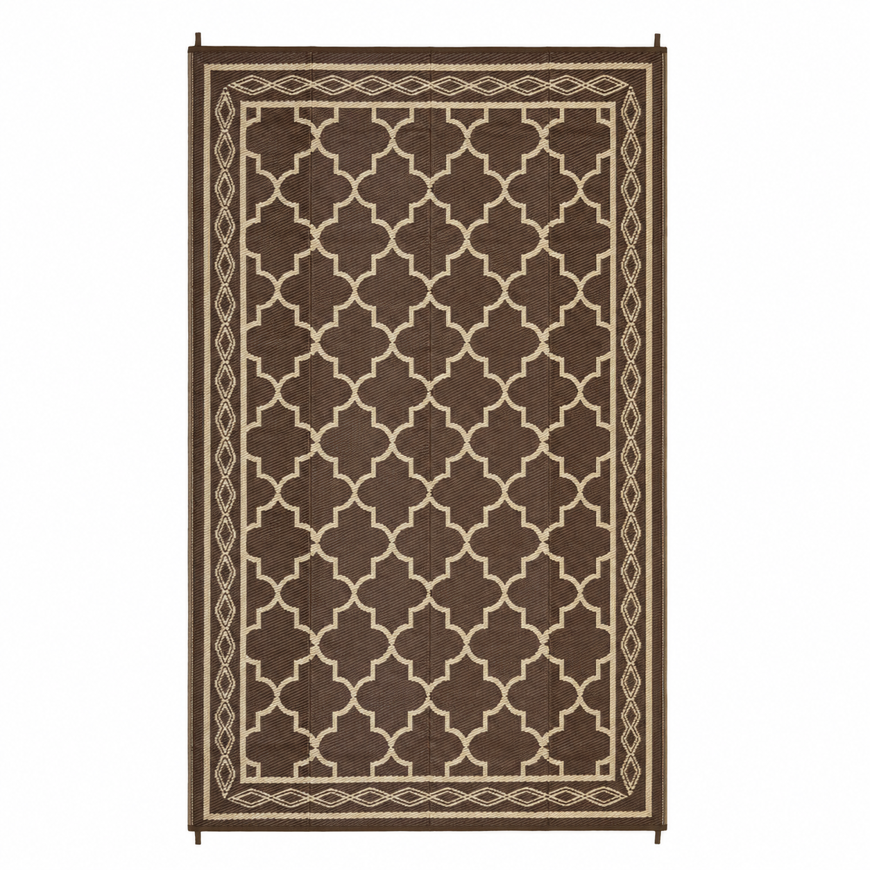 Garvee Outdoor Rug 10x14 Waterproof Reversible Patio Rug Non Slip Foldable Plastic Straw Carpet Brown Trellis for Deck Porch RV Camping, Peony Brown