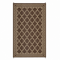 Garvee Outdoor Rug 10x14 Waterproof Reversible Patio Rug Non Slip Foldable Plastic Straw Carpet Brown Trellis for Deck Porch RV Camping, Peony Brown